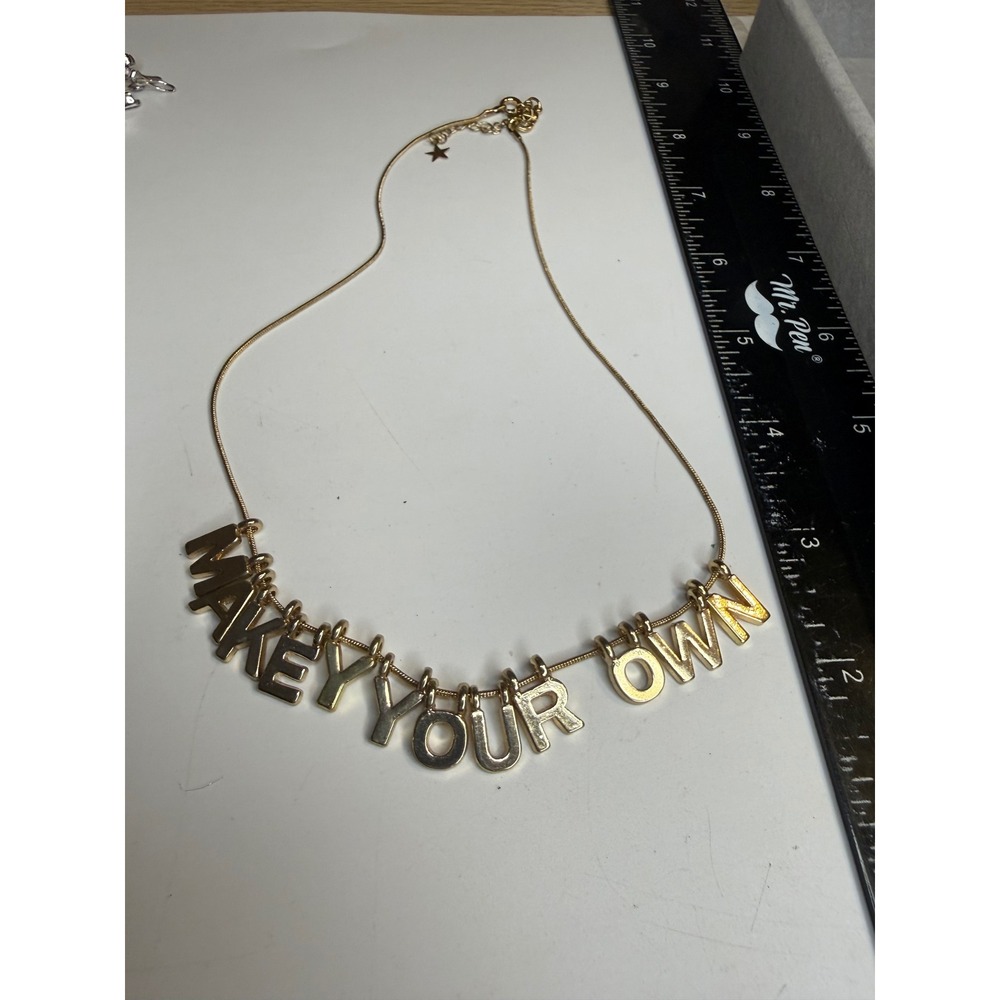 Gold Tone Make Your Own Letter Charm Snake Chain Necklace Star Detail Adjustable